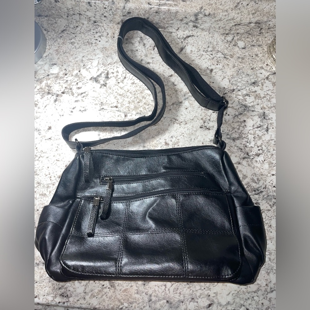 Artwell Fashion Crossbody Shoulder Bag Pu Leather Multi Pocket Hobo Black
